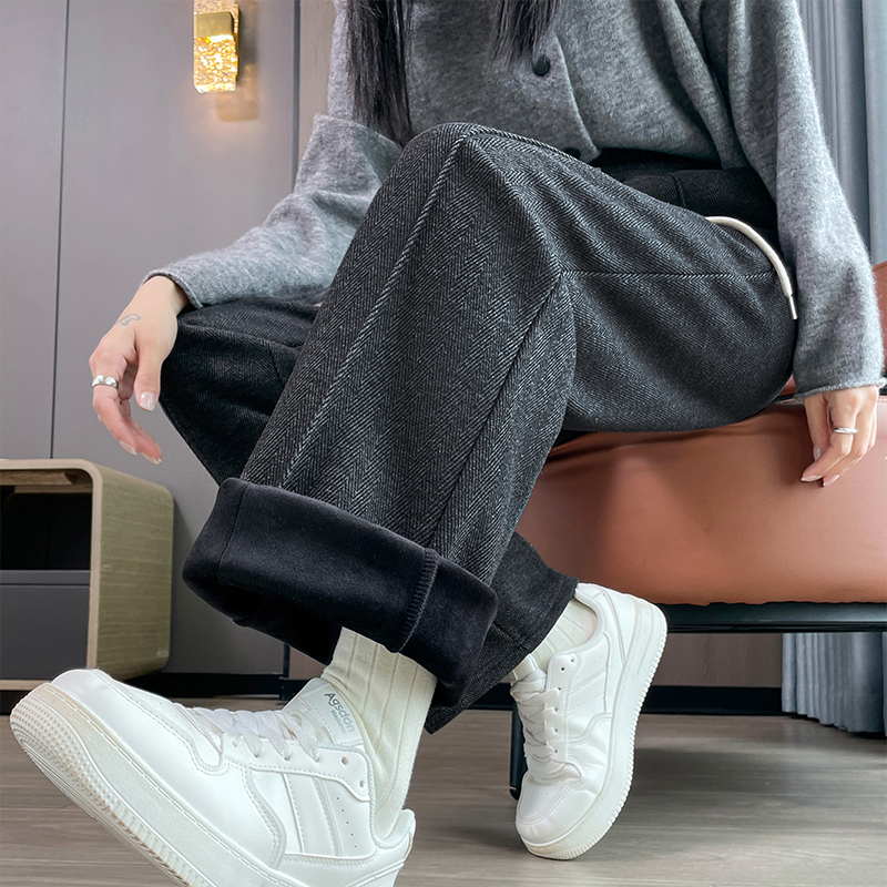 2025 Autumn and Winter New Style Versatile Sports and Leisure Pants for Women, Fashionable and Simple with Thick Velvet and Warm Wide Leg Pants 2025 Autumn and Winter New Style Versatile Sports and Leisure Pants for Women, Fashionable and Simple with Thick Velvet and Warm Wide Leg Pants