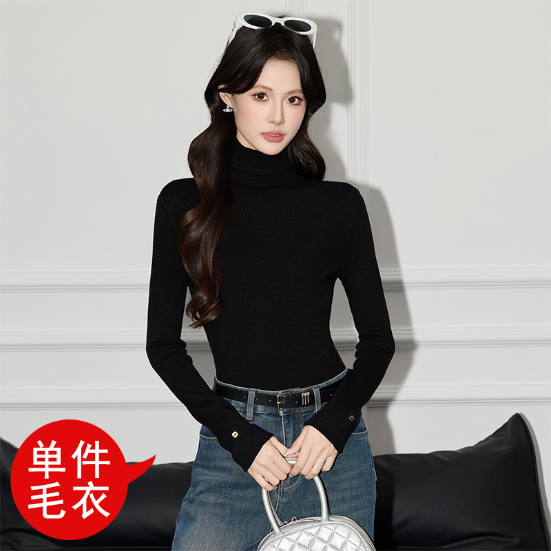 Slimming and slimming black base sweater, women's 2025 autumn and winter new design, versatile and stylish high neck top Slimming and slimming black base sweater, women's 2025 autumn and winter new design, versatile and stylish high neck top