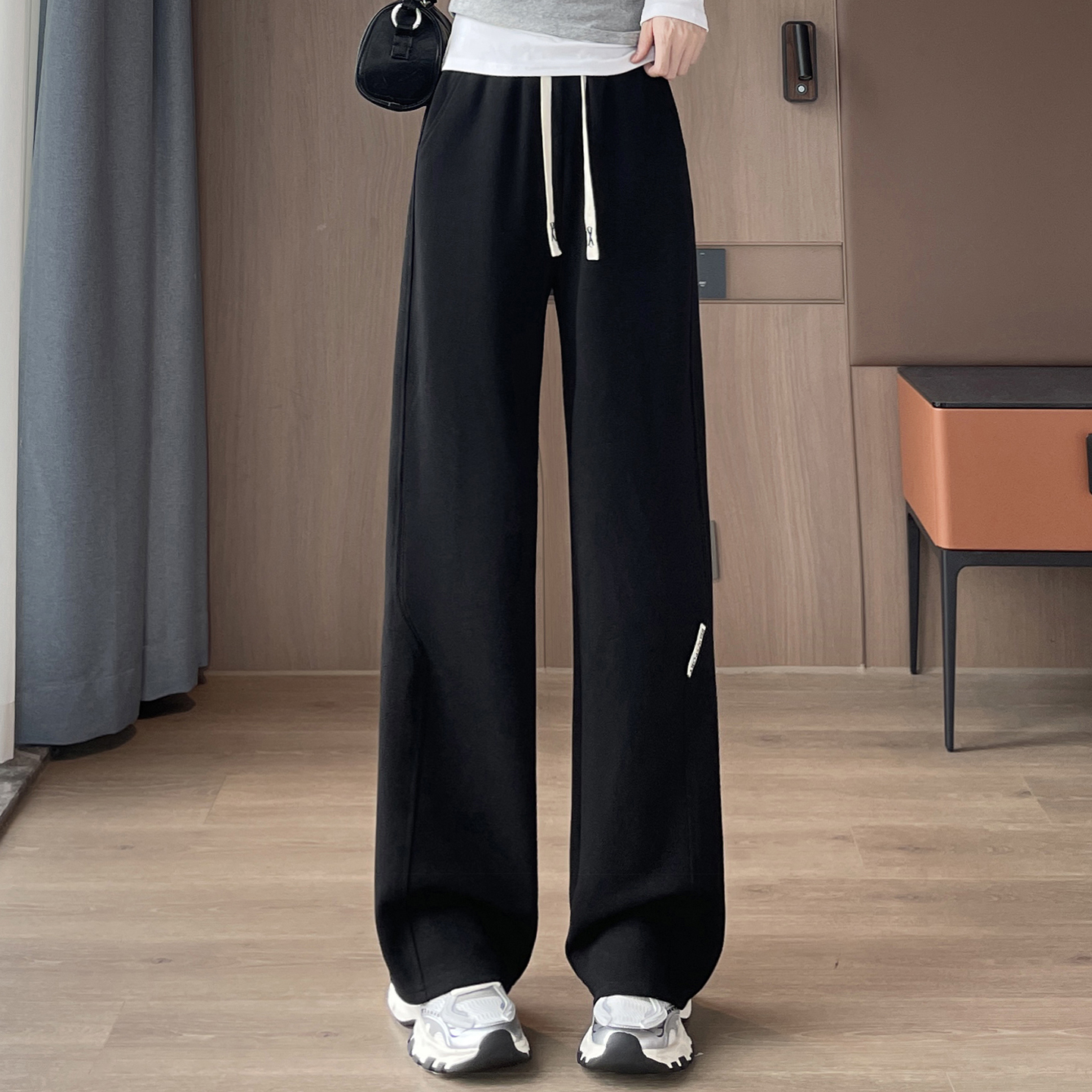 2025 casual versatile wide leg pants for women's early autumn new design, niche temperament, commuting sports, elastic waisted pants 2025 casual versatile wide leg pants for women's early autumn new design, niche temperament, commuting sports, elastic waisted pants