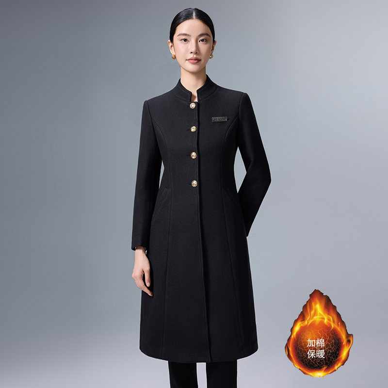 Cotton thickened warm woolen coat for women in winter 2025, simple and capable temperament, goddess style medium long jacket Cotton thickened warm woolen coat for women in winter 2025, simple and capable temperament, goddess style medium long jacket