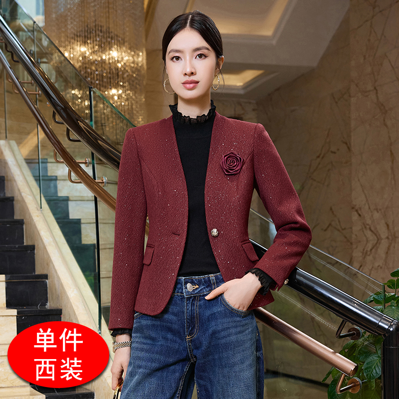 Small stature, collarless suit jacket, women's 2025 early autumn new design, niche commuting versatile small suit Small stature, collarless suit jacket, women's 2025 early autumn new design, niche commuting versatile small suit