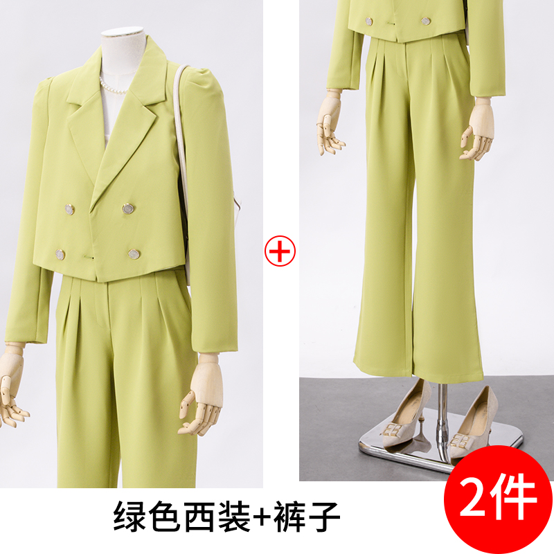 Small double breasted suit set for women in early autumn 2025, fashionable and minimalist design, niche temperament suit Small double breasted suit set for women in early autumn 2025, fashionable and minimalist design, niche temperament suit
