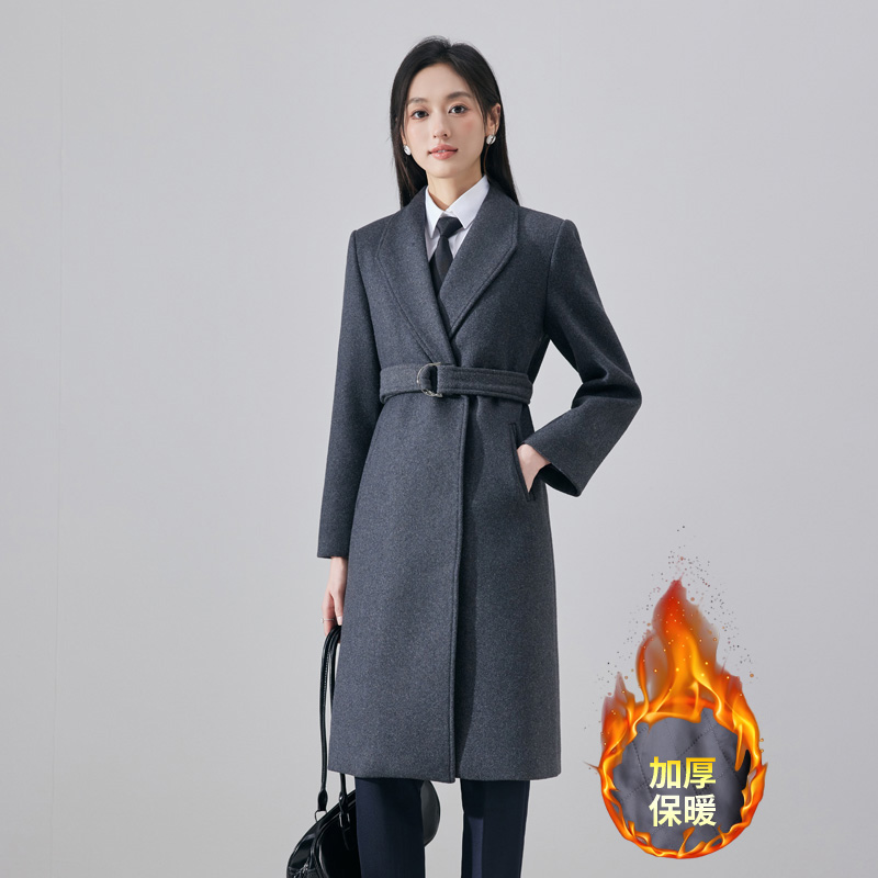 Thickened woolen coat for women in autumn and winter, with a high-end feel and slim fit, exuding a goddess like aura for commuting and professional long sleeved coats Thickened woolen coat for women in autumn and winter, with a high-end feel and slim fit, exuding a goddess like aura for commuting and professional long sleeved coats