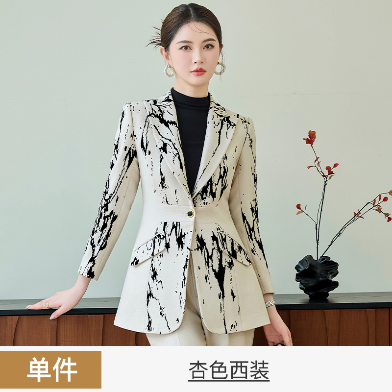 Chinese style printed suit set for women 2025 early autumn new slim fit one button commuting formal work clothes Chinese style printed suit set for women 2025 early autumn new slim fit one button commuting formal work clothes