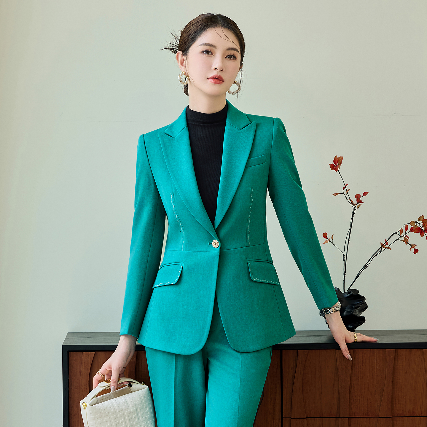 High end professional workwear, suit jacket, women's autumn new style, simple and capable temperament, commuting formal two-piece set