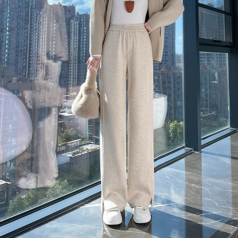 Elastic waist wide leg pants for women in autumn and winter of 2025, new fashionable and simple temperament, goddess style commuting versatile casual pants