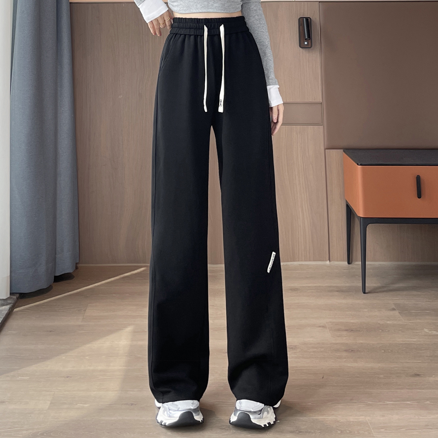 2025 casual versatile wide leg pants for women's early autumn new design, niche temperament, commuting sports, elastic waisted pants 2025 casual versatile wide leg pants for women's early autumn new design, niche temperament, commuting sports, elastic waisted pants