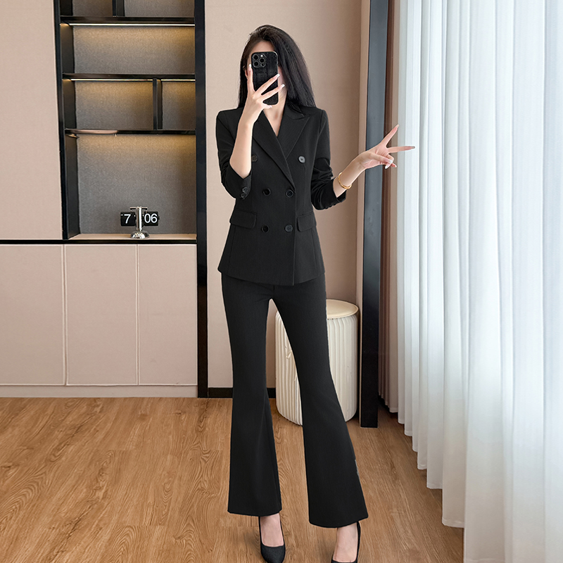 2025 high-end double breasted suit set for women's autumn new style, simple and capable temperament, goddess style commuting work clothes 2025 high-end double breasted suit set for women's autumn new style, simple and capable temperament, goddess style commuting work clothes