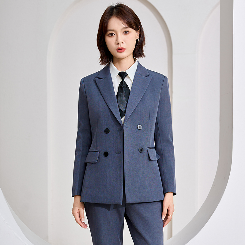 Temperament Double breasted navy blue suit for women in autumn 2025, slim fit and slimming commuting formal work clothes Temperament Double breasted navy blue suit for women in autumn 2025, slim fit and slimming commuting formal work clothes