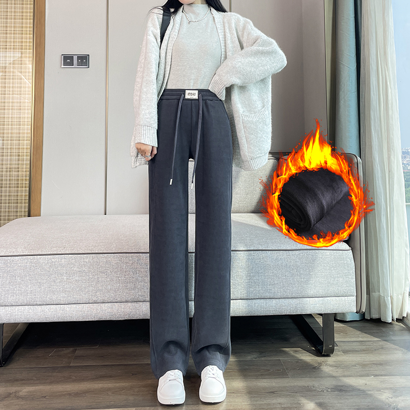 Velvet thickened elastic waistband pants for children's 2025 autumn and winter new style fashionable and simple temperament commuting versatile casual pants Velvet thickened elastic waistband pants for children's 2025 autumn and winter new style fashionable and simple temperament commuting versatile casual pants