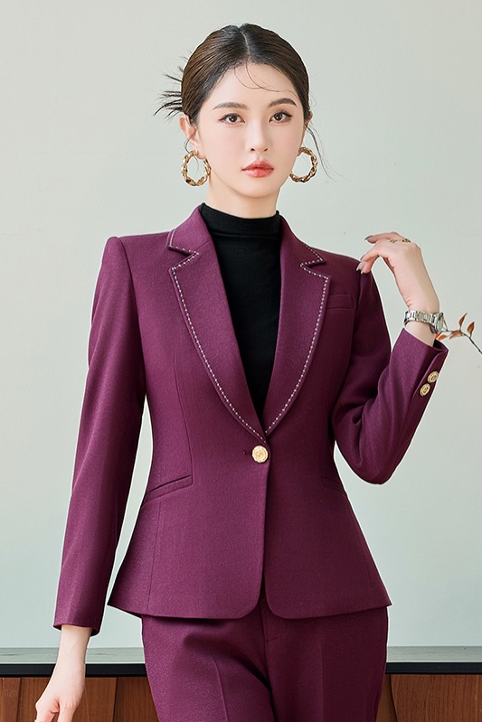 2025 high-end purple suit jacket for women in autumn, simple and capable temperament, slim fit one button suit set 2025 high-end purple suit jacket for women in autumn, simple and capable temperament, slim fit one button suit set