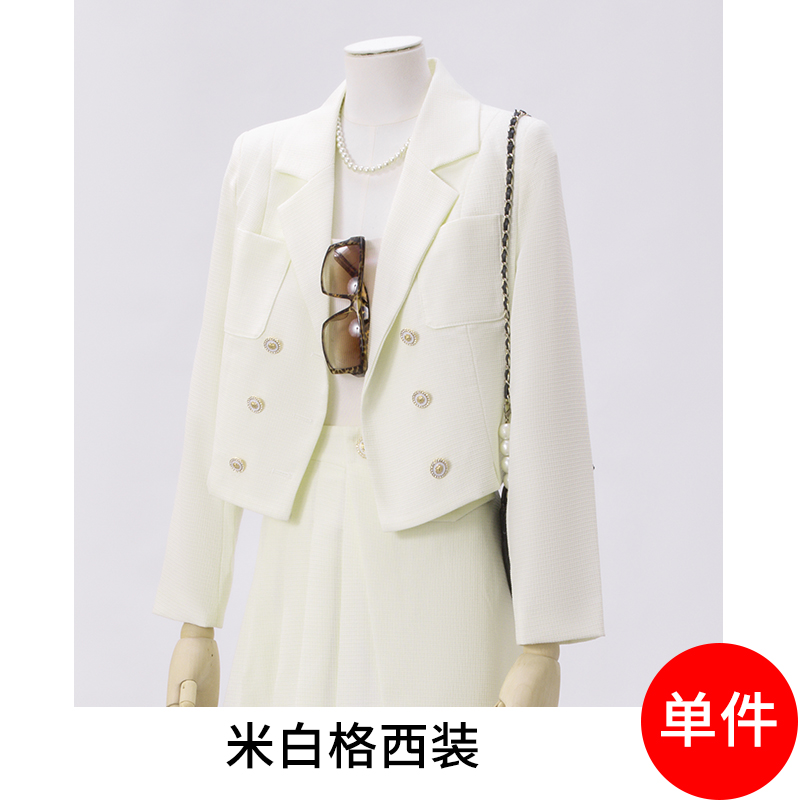 Short double breasted suit jacket for women in early autumn, fashionable and simple temperament, small fragrance style commuting suit set Short double breasted suit jacket for women in early autumn, fashionable and simple temperament, small fragrance style commuting suit set