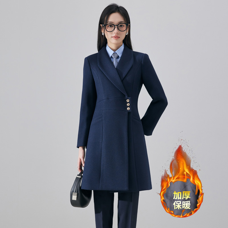 Thickened and warm medium to long woolen coat for women in autumn and winter of 2025, with a simple and capable temperament, suitable for commuting and work Thickened and warm medium to long woolen coat for women in autumn and winter of 2025, with a simple and capable temperament, suitable for commuting and work