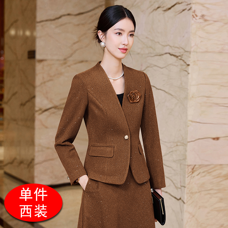 Slimming and slimming V-neck suit jacket for women in autumn, fashionable and simple temperament, versatile suit and skirt set for commuting Slimming and slimming V-neck suit jacket for women in autumn, fashionable and simple temperament, versatile suit and skirt set for commuting