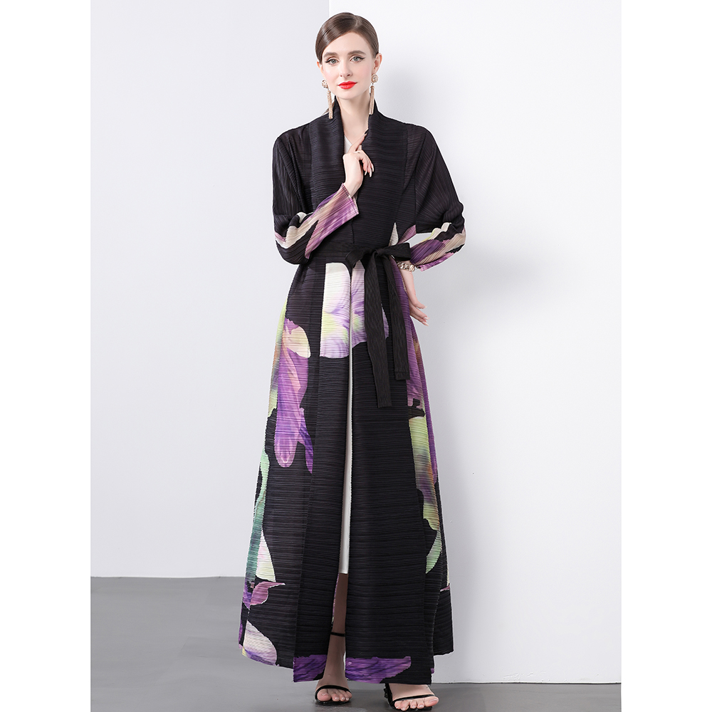 Factory direct sales of Miyake pleated loose plus size printed dress jacket