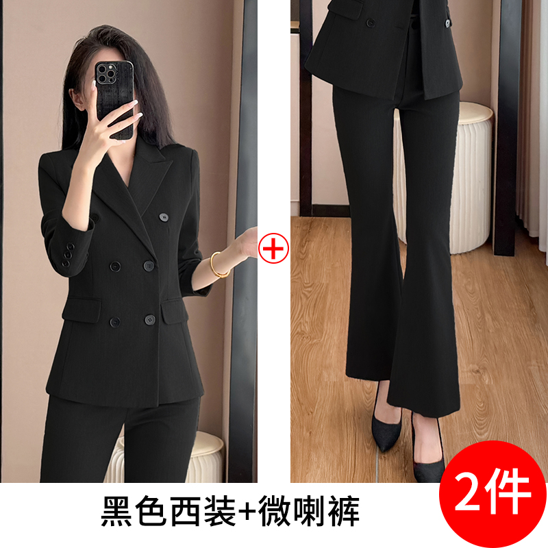 2025 high-end double breasted suit set for women's autumn new style, simple and capable temperament, goddess style commuting work clothes 2025 high-end double breasted suit set for women's autumn new style, simple and capable temperament, goddess style commuting work clothes