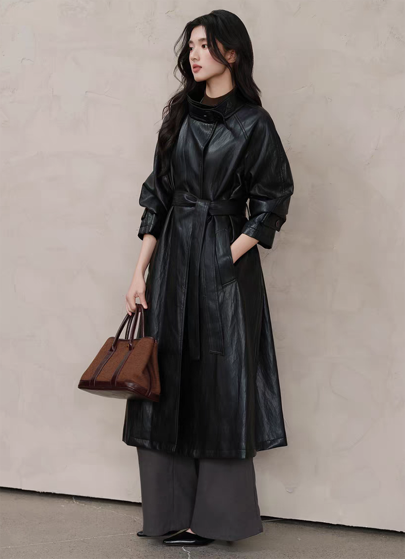 Official image: Simple and cool PU leather windbreaker, retro leather jacket