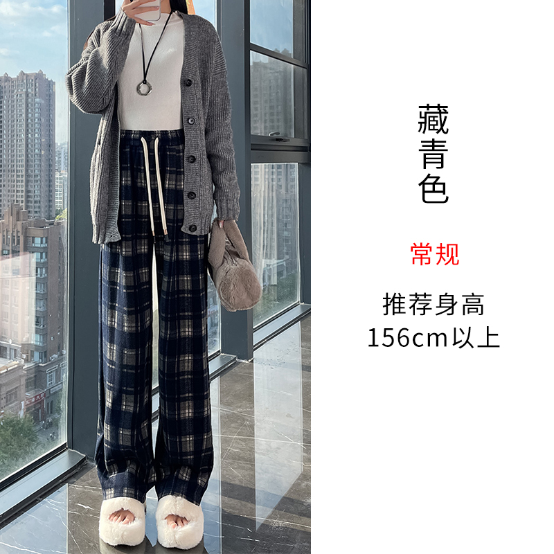 Vintage plaid casual pants for women in the autumn and winter of 2025, fashionable and stylish, versatile, elastic waisted wide leg pants Vintage plaid casual pants for women in the autumn and winter of 2025, fashionable and stylish, versatile, elastic waisted wide leg pants