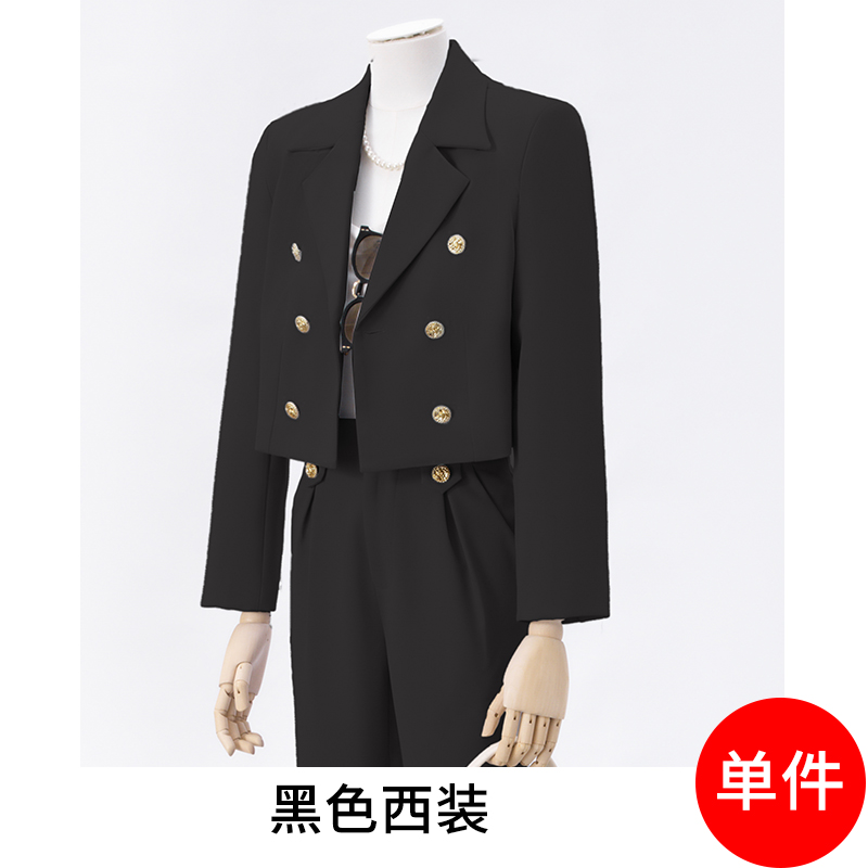 Short and petite suit jacket for women in autumn, with a niche design and a goddess like temperament. High end double breasted suit set Short and petite suit jacket for women in autumn, with a niche design and a goddess like temperament. High end double breasted suit set