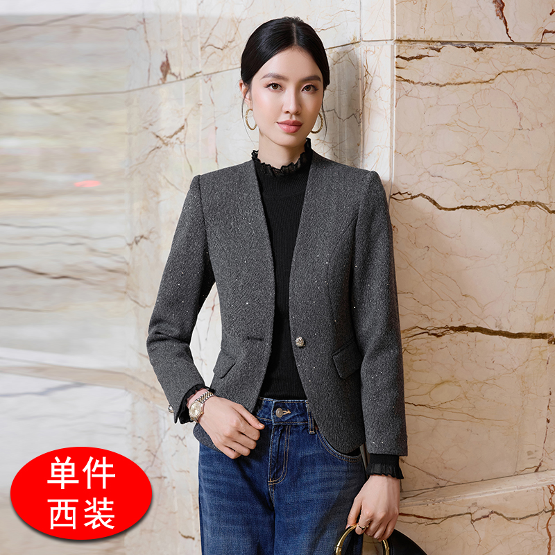 Small stature, collarless suit jacket, women's 2025 early autumn new design, niche commuting versatile small suit Small stature, collarless suit jacket, women's 2025 early autumn new design, niche commuting versatile small suit