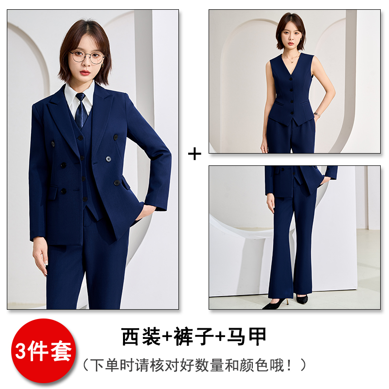 Thin black suit, vest pants, three piece set, professional women's clothing, 2025 autumn slim fit temperament, commuting work clothes Thin black suit, vest pants, three piece set, professional women's clothing, 2025 autumn slim fit temperament, commuting work clothes