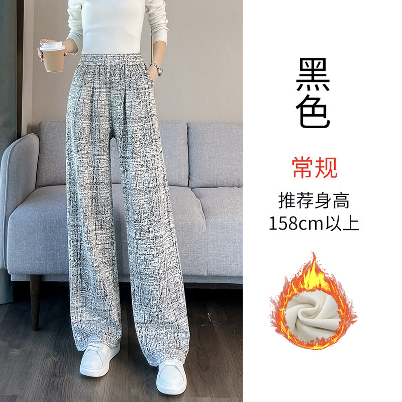 2025 Velvet Thickened Warm Wide Leg Pants for Women in Autumn and Winter, Fashionable, Simple, Elegant, Casual, Versatile, Commuting, Elastic Pants 2025 Velvet Thickened Warm Wide Leg Pants for Women in Autumn and Winter, Fashionable, Simple, Elegant, Casual, Versatile, Commuting, Elastic Pants