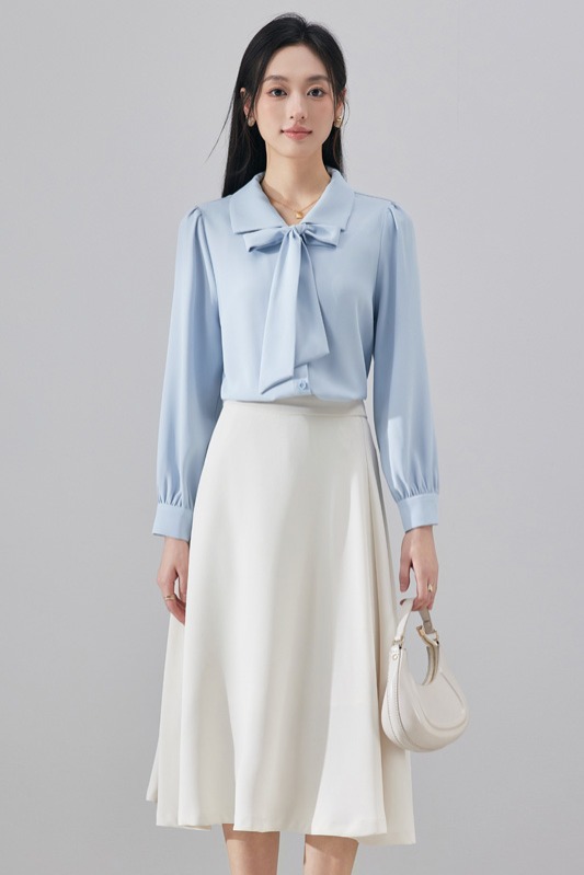 Design sense, niche temperament, ribbon shirt, dress, women's autumn new style, fashionable, simple, western-style, age reducing versatile shirt Design sense, niche temperament, ribbon shirt, dress, women's autumn new style, fashionable, simple, western-style, age reducing versatile shirt