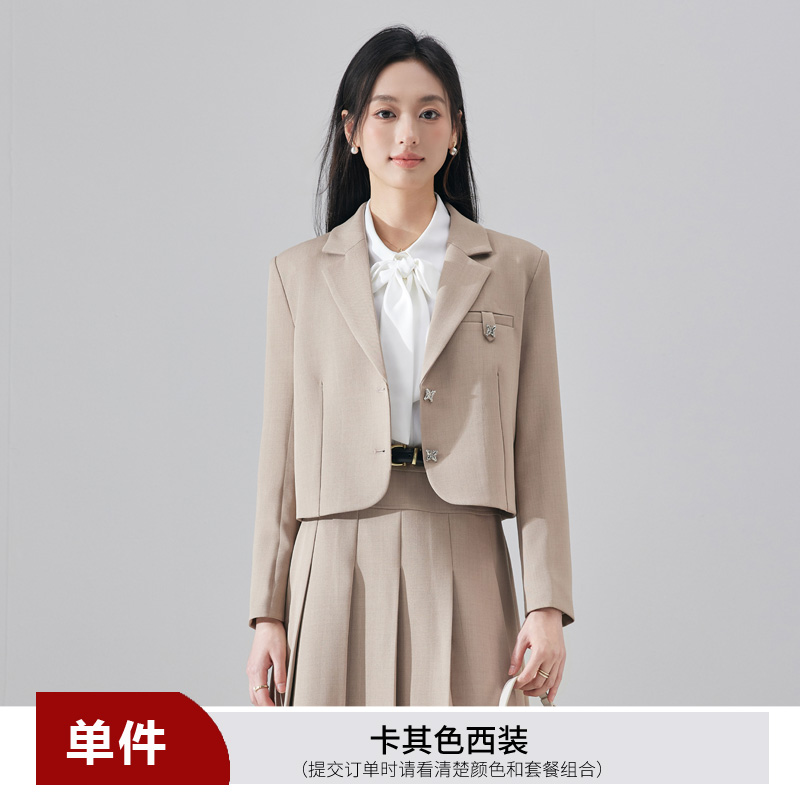 Small suit, half skirt, two-piece set, professional women's clothing, 2025 autumn new design, simple and versatile suit Small suit, half skirt, two-piece set, professional women's clothing, 2025 autumn new design, simple and versatile suit
