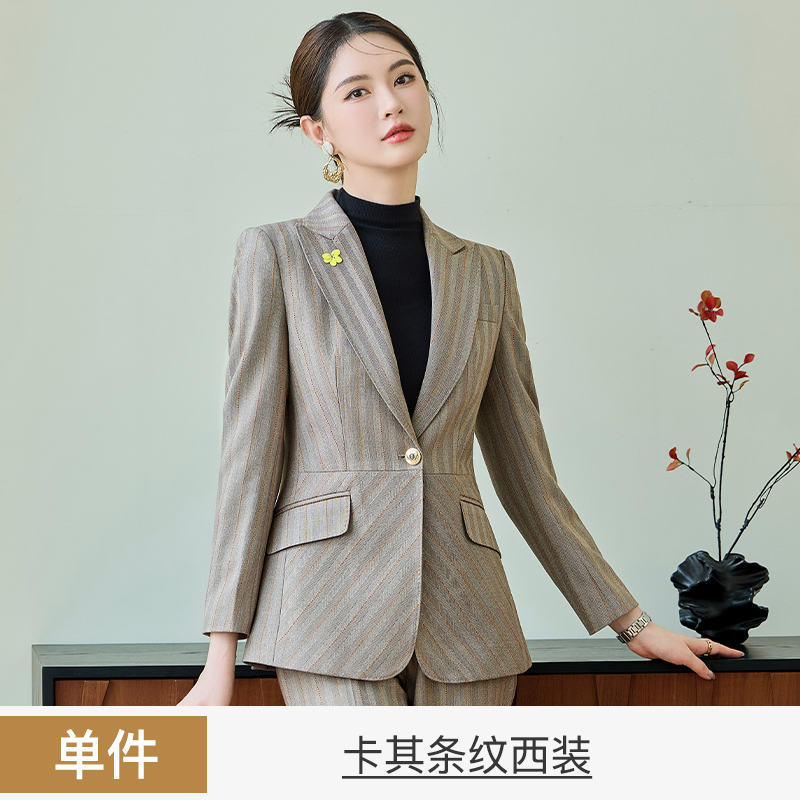 Fashionable and minimalist striped suit set for women in autumn 2025, slim fit and slimming one button commuting professional formal suit Fashionable and minimalist striped suit set for women in autumn 2025, slim fit and slimming one button commuting professional formal suit