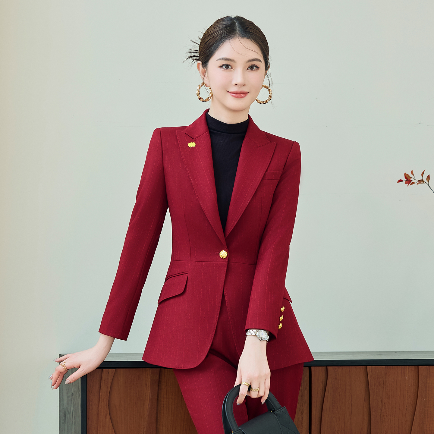 Wedding host, professional formal suit, women's 2025 autumn new style slim fit one button commuting work uniform