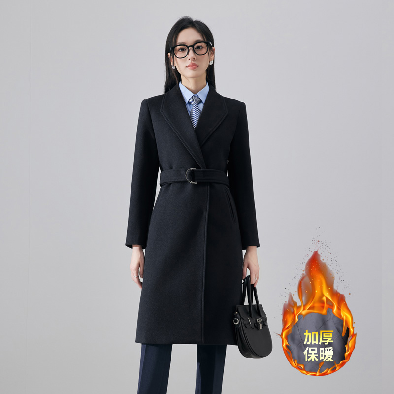Thickened woolen coat for women in autumn and winter, with a high-end feel and slim fit, exuding a goddess like aura for commuting and professional long sleeved coats Thickened woolen coat for women in autumn and winter, with a high-end feel and slim fit, exuding a goddess like aura for commuting and professional long sleeved coats