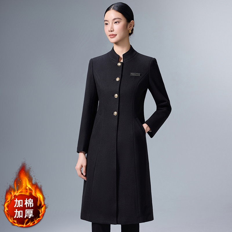 Cotton thickened warm woolen coat for women in winter 2025, simple and capable temperament, goddess style medium long jacket Cotton thickened warm woolen coat for women in winter 2025, simple and capable temperament, goddess style medium long jacket