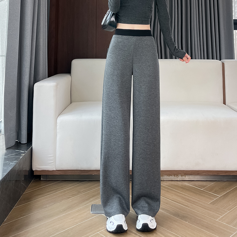 Velvet thickened casual pants for women in autumn and winter 2025, new fashionable and simple temperament, versatile commuting sports wide leg pants Velvet thickened casual pants for women in autumn and winter 2025, new fashionable and simple temperament, versatile commuting sports wide leg pants