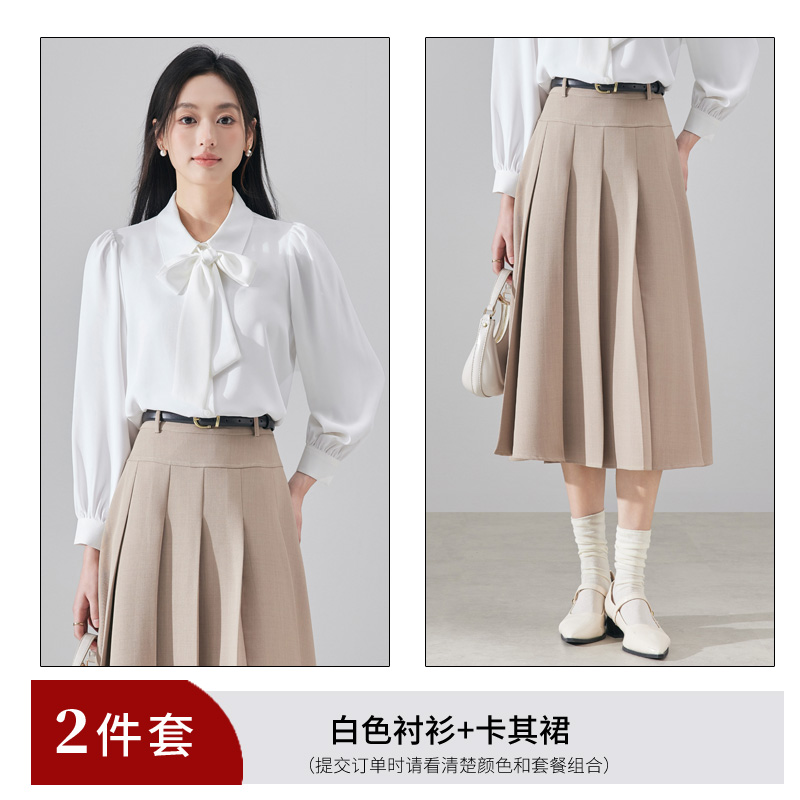 2025 design style western-style age reducing ribbon shirt for women's early autumn new fashionable and simple temperament versatile long sleeved shirt 2025 design style western-style age reducing ribbon shirt for women's early autumn new fashionable and simple temperament versatile long sleeved shirt