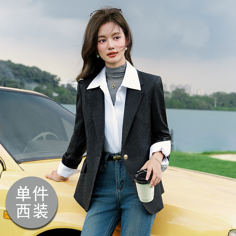 2025 simple and versatile suit jacket for women's autumn wear, new design sense, niche temperament, commuting professional long sleeved suit 2025 simple and versatile suit jacket for women's autumn wear, new design sense, niche temperament, commuting professional long sleeved suit
