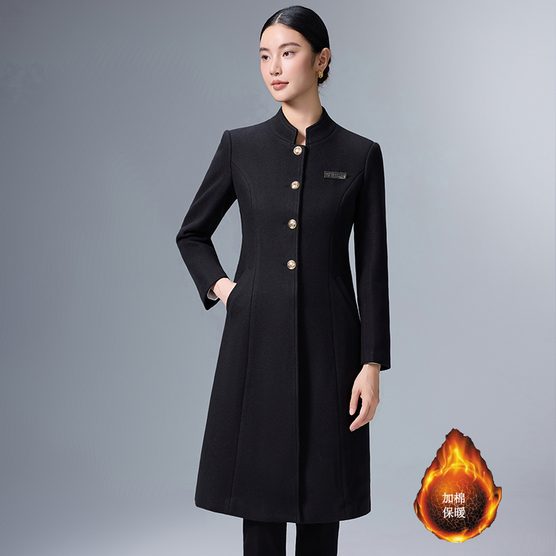 Cotton thickened warm woolen coat for women in winter 2025, simple and capable temperament, goddess style medium long jacket Cotton thickened warm woolen coat for women in winter 2025, simple and capable temperament, goddess style medium long jacket