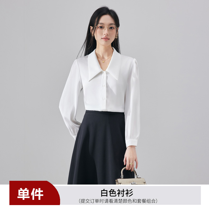 Temperament Collar Blue Shirt Women's 2025 Autumn New Fashion Simple OL Casual Versatile Commuter Long Sleeve Shirt Temperament Collar Blue Shirt Women's 2025 Autumn New Fashion Simple OL Casual Versatile Commuter Long Sleeve Shirt