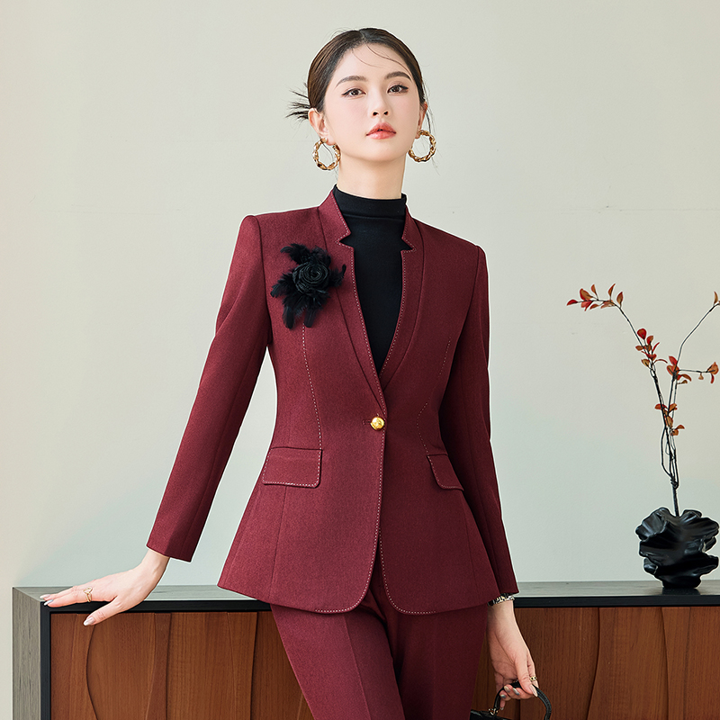 2025 temperament high-end collarless suit for women in autumn, slim fit and slimming, one button commuting formal suit, professional suit 2025 temperament high-end collarless suit for women in autumn, slim fit and slimming, one button commuting formal suit, professional suit
