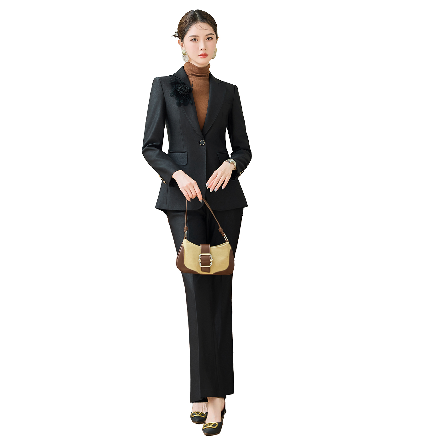 Design sense, temperament, long sleeved suit jacket, women's autumn slimming and high-end professional formal suit two-piece set Design sense, temperament, long sleeved suit jacket, women's autumn slimming and high-end professional formal suit two-piece set