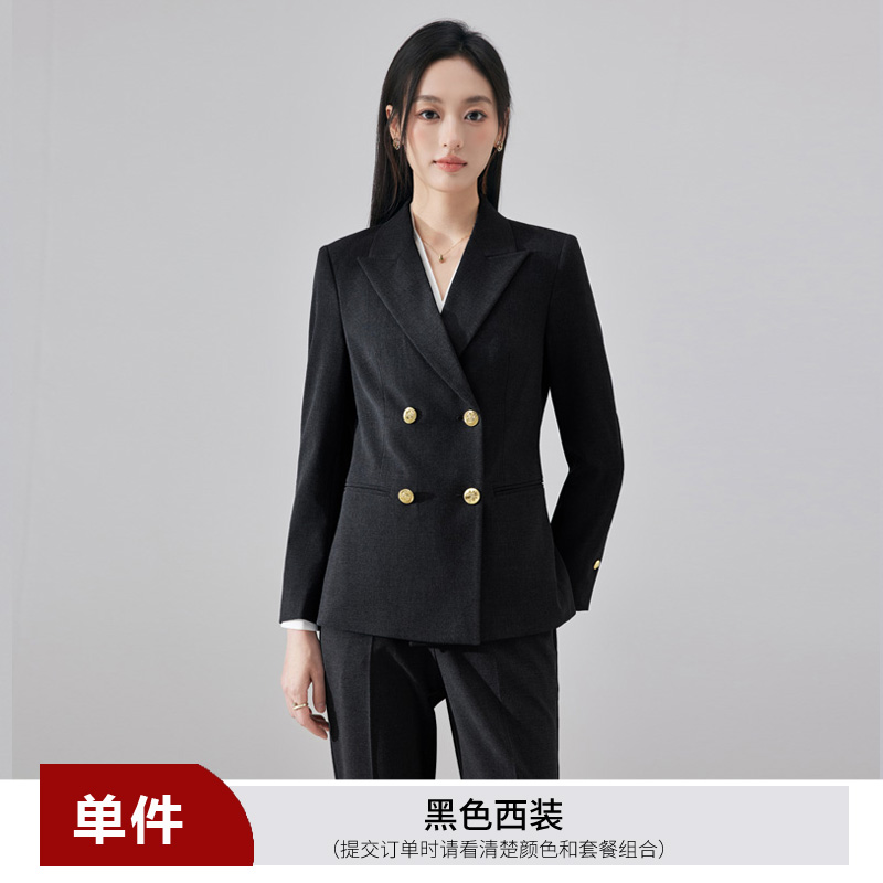 High end professional women's double breasted suit set for autumn and winter 2025, simple and capable temperament, goddess style commuting suit High end professional women's double breasted suit set for autumn and winter 2025, simple and capable temperament, goddess style commuting suit