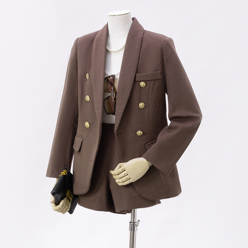 Advanced coffee colored suit set for women in autumn and winter of 2025, new simple and capable temperament, goddess style commuting suit