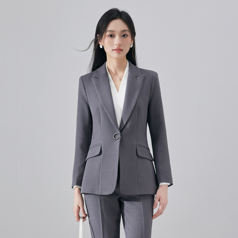 2025 Design Sense High end Grey Suit Jacket Women's Autumn New Style Slimming and Slimming Style Professional Suit Set