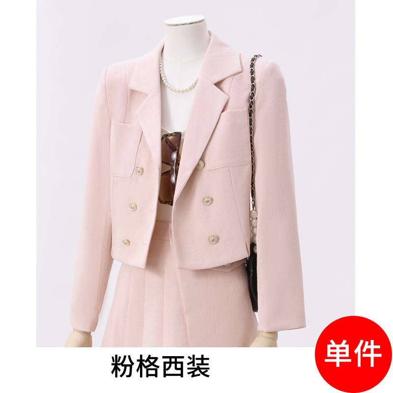 Short double breasted suit jacket for women in early autumn, fashionable and simple temperament, small fragrance style commuting suit set Short double breasted suit jacket for women in early autumn, fashionable and simple temperament, small fragrance style commuting suit set