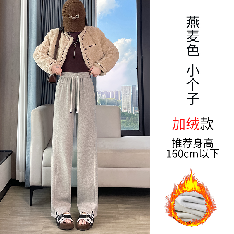 Velvet thickened warm casual elastic pants for women in autumn and winter 2025, fashionable and simple temperament, versatile wide leg pants for commuting Velvet thickened warm casual elastic pants for women in autumn and winter 2025, fashionable and simple temperament, versatile wide leg pants for commuting