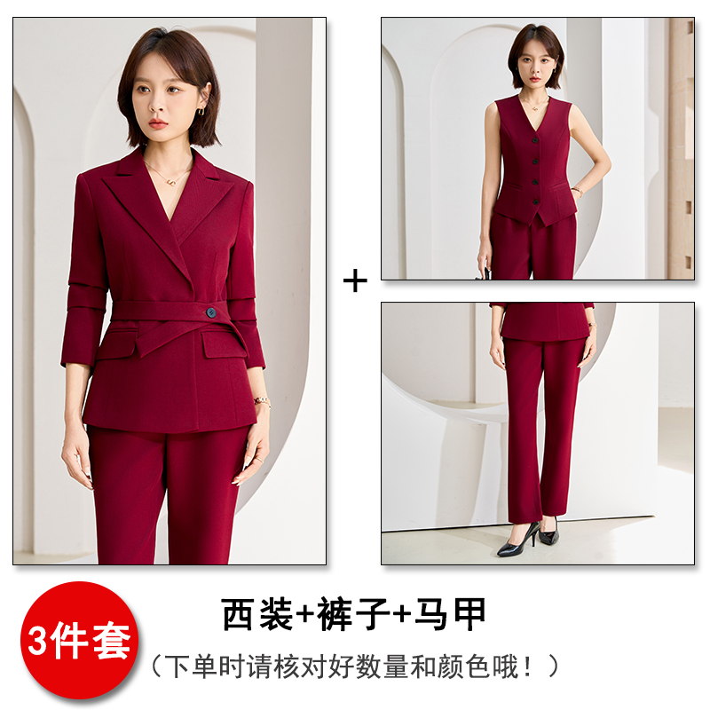 Advanced navy blue suit, vest pants, three piece set, women's clothing, 2025 autumn, simple and capable temperament work clothes Advanced navy blue suit, vest pants, three piece set, women's clothing, 2025 autumn, simple and capable temperament work clothes