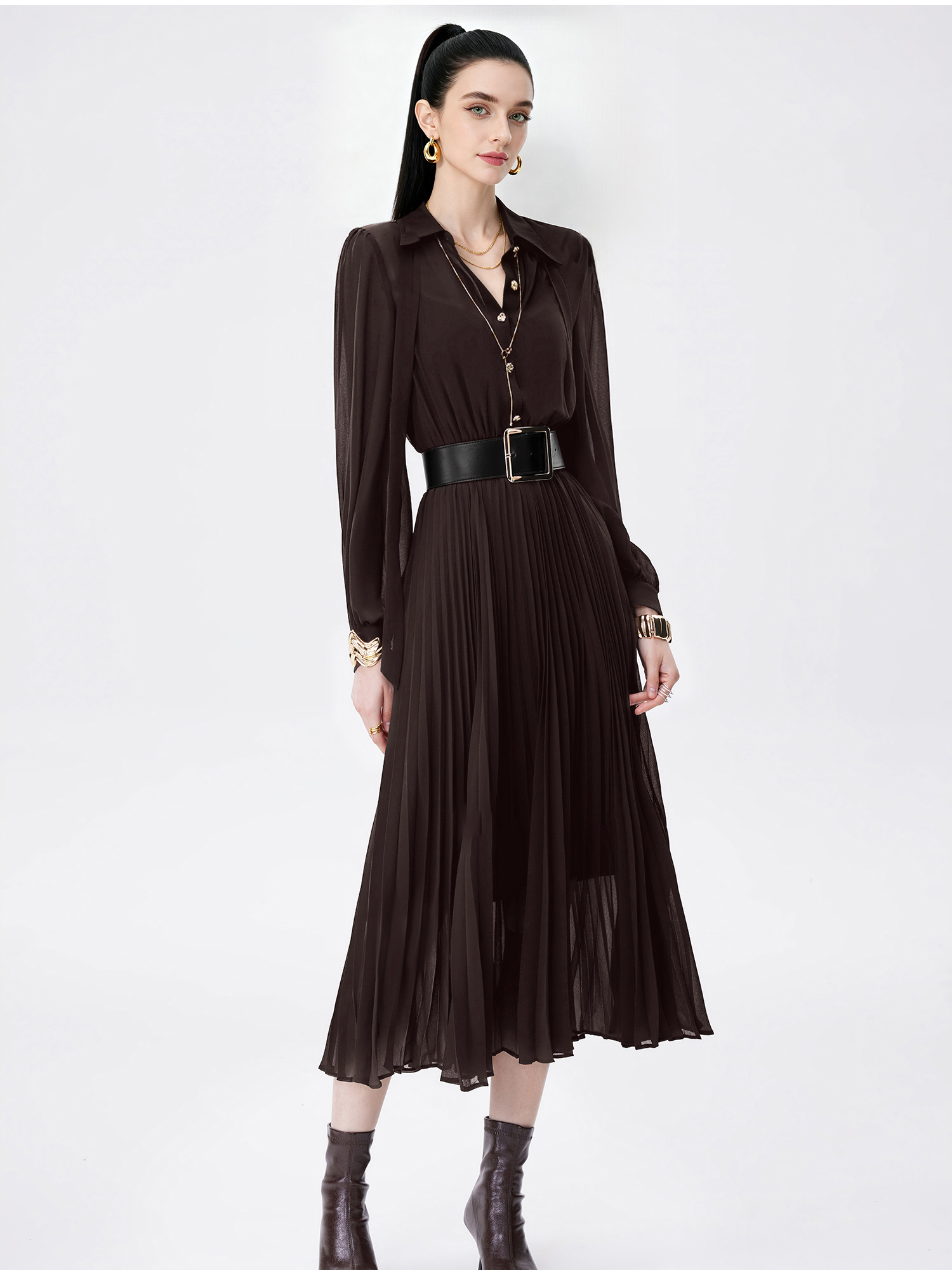 Factory direct sales of Miyake pleated versatile slim fit chiffon dress Factory direct sales of Miyake pleated versatile slim fit chiffon dress