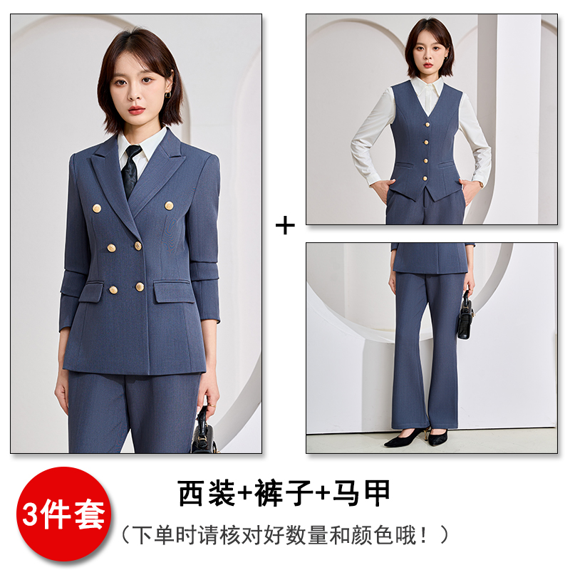 Commuting formal suit in navy blue, women's 2025 autumn new style slim fit and high-end double breasted suit Commuting formal suit in navy blue, women's 2025 autumn new style slim fit and high-end double breasted suit