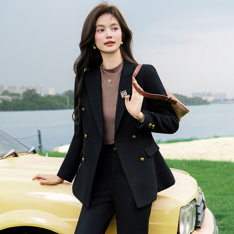 2025 simple and efficient double breasted suit set for women's autumn new style, with a stylish and high-end professional small suit design 2025 simple and efficient double breasted suit set for women's autumn new style, with a stylish and high-end professional small suit design