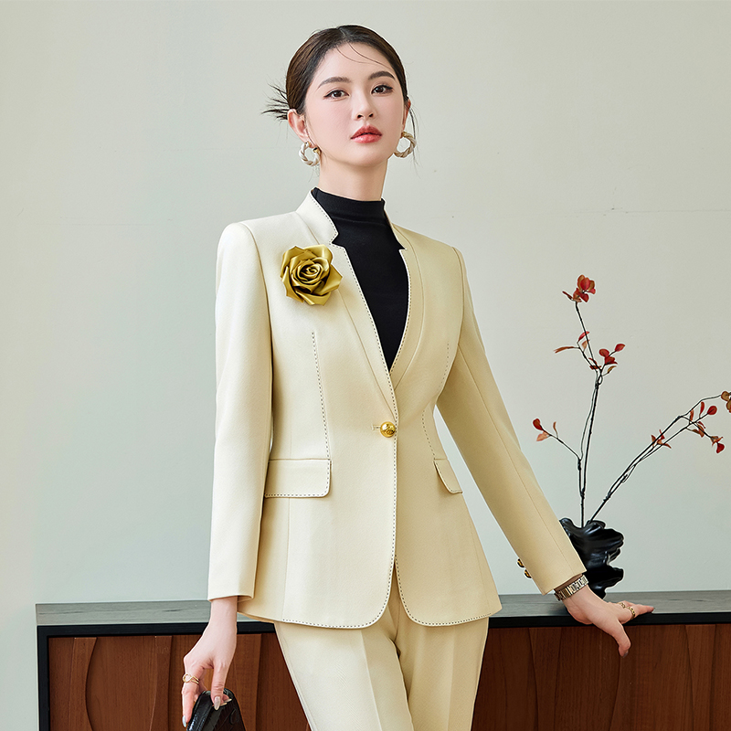 2025 temperament high-end collarless suit for women in autumn, slim fit and slimming, one button commuting formal suit, professional suit 2025 temperament high-end collarless suit for women in autumn, slim fit and slimming, one button commuting formal suit, professional suit
