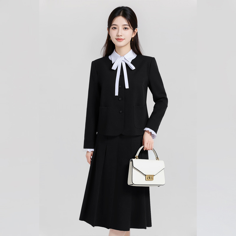 Temperament round neck gray suit for women, autumn new style, simple and capable, goddess style commuting formal wear, long sleeved suit